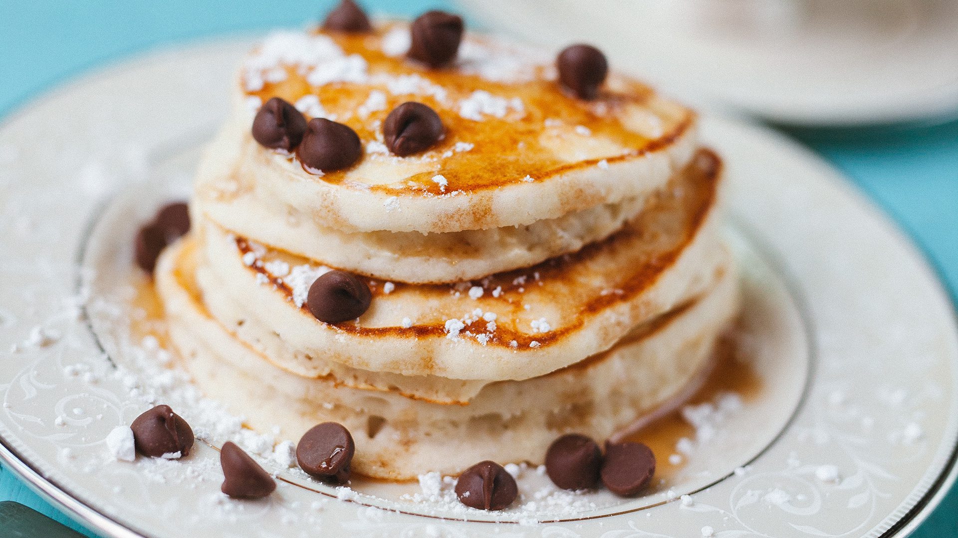 Vegan chocolate chip pancakes recipe featuring fairtrade and organic ingredients on Rosette Fair Trade