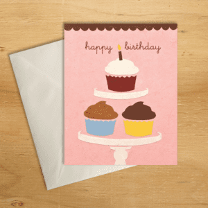 Fair trade birthday cupcakes handmade card by Good Paper on Rosette Fair Trade