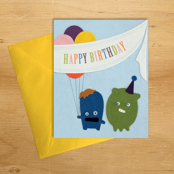 Fair trade monster birthday handmade card by Good Paper on Rosette Fair Trade