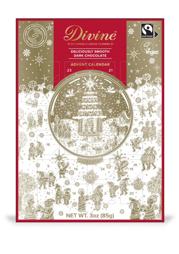 Divine Fairtrade dark chocolate advent calendar on Rosette Fair Trade