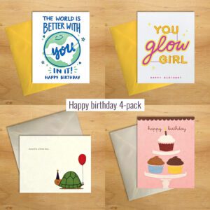 Happy birthday cards 4-pack