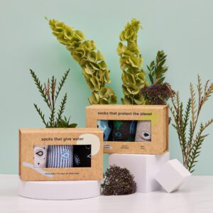 Gift box of vegan socks by Conscious Step, made of Fairtrade organic cotton