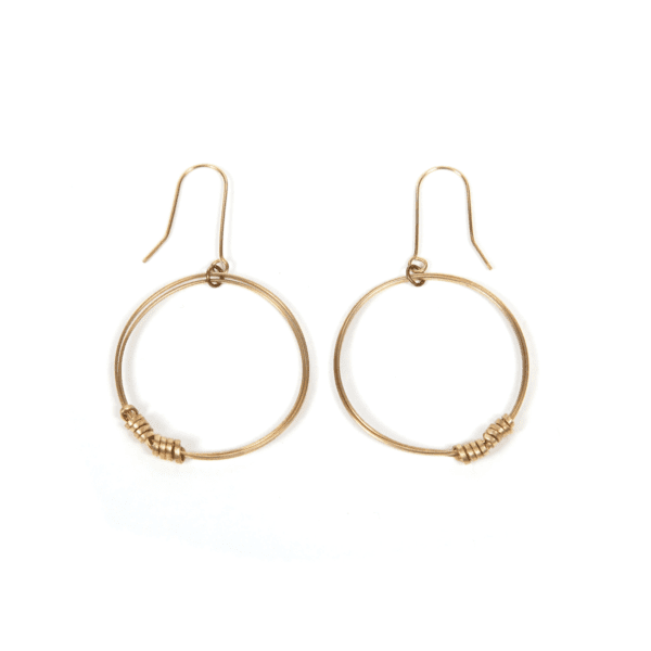 Brass Ribbon Single Hoop Earrings (large, fair trade, handmade) by Just Trade UK on the Rosette Network