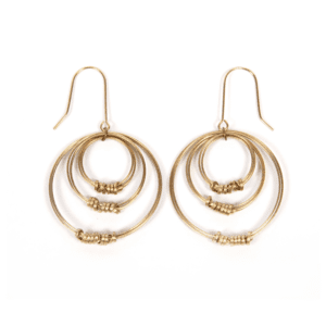 Brass Ribbon Triple Hoop Earrings (fair trade, handmade) by Just Trade UK on the Rosette Network