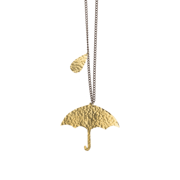 Closeup of Hammered Umbrella Necklace (fair trade, handmade) by Just Trade UK on the Rosette Network