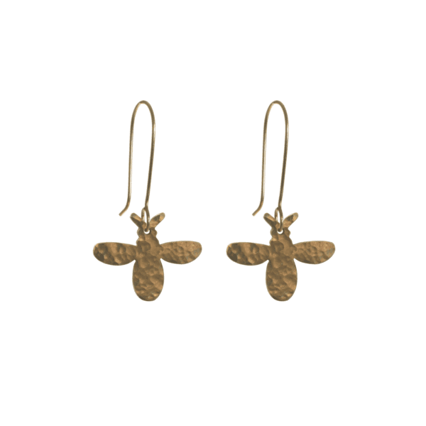Hammered Bee Earrings (fair trade, handmade) by Just Trade UK on the Rosette Network