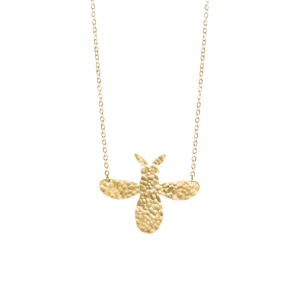 Hammered Bee Necklace with pendant (large, fair trade, handmade) by Just Trade UK on the Rosette Network