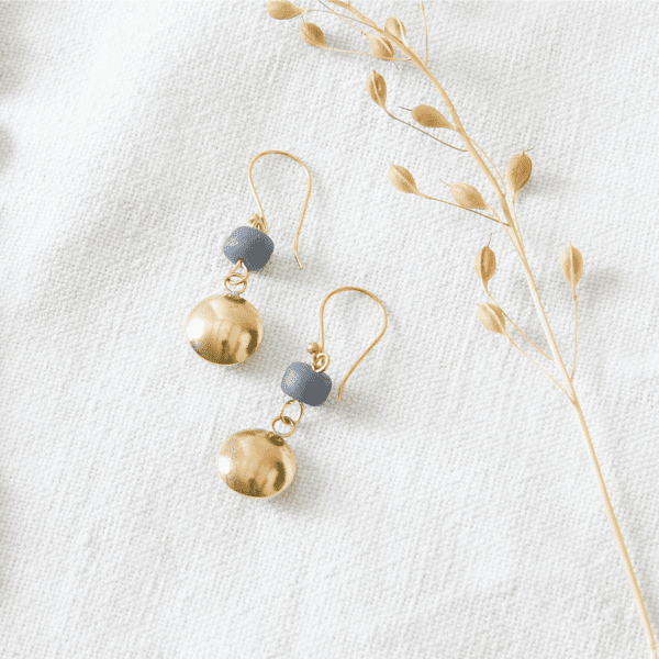 Recycled glass bead earrings: River Earrings (blue) by Just Trade UK on Rosette Fair Trade