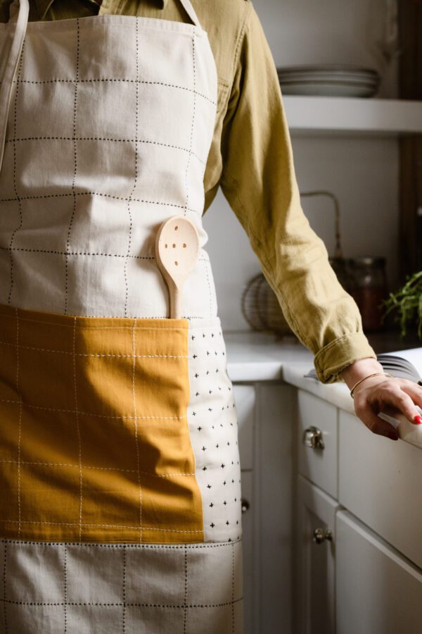 Adjustable Bib Apron (bone lifestyle) by Anchal Project on Rosette Fair Trade