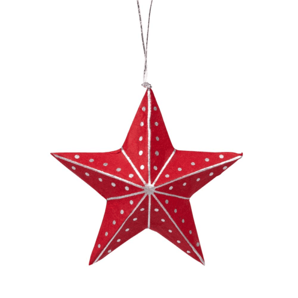 Silver & Red Star Ornament (Christmas) by Ten Thousand Villages on Rosette Fair Trade