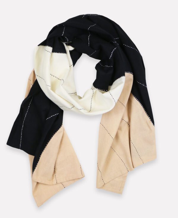 Organic cotton colour block scarf (eclipse pattern) by Anchal Project on Rosette Fair Trade