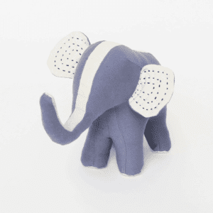 Kantha stuffed elephant (slate & bone) by Anchal Project on Rosette Fair Trade