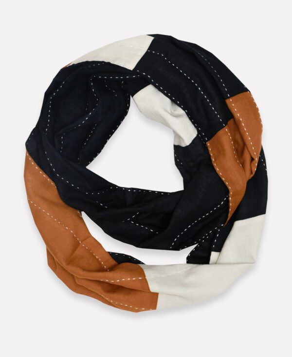 Organic cotton stripe infinity scarf (camel pattern) by Anchal Project on Rosette Fair Trade