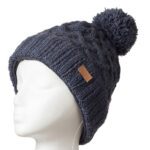 Freya pompom hat (toque) by Ark Imports (blue) on the Rosette Fair Trade online store