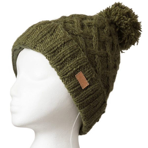 Freya pompom hat (toque) by Ark Imports (green) on the Rosette Fair Trade online store