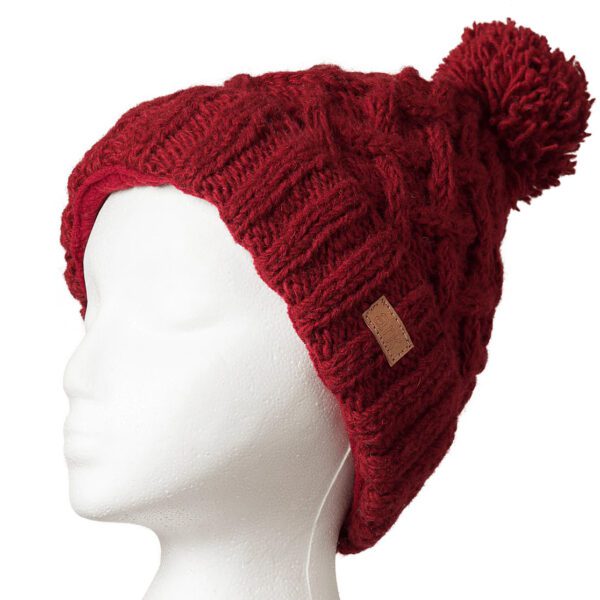 Freya pompom hat (toque) by Ark Imports (red) on the Rosette Fair Trade online store